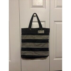 CONVERSE One Star Blue/Gray Stripe Stitched Denim Tote Bag 16"x18"x3" 1974 Logo